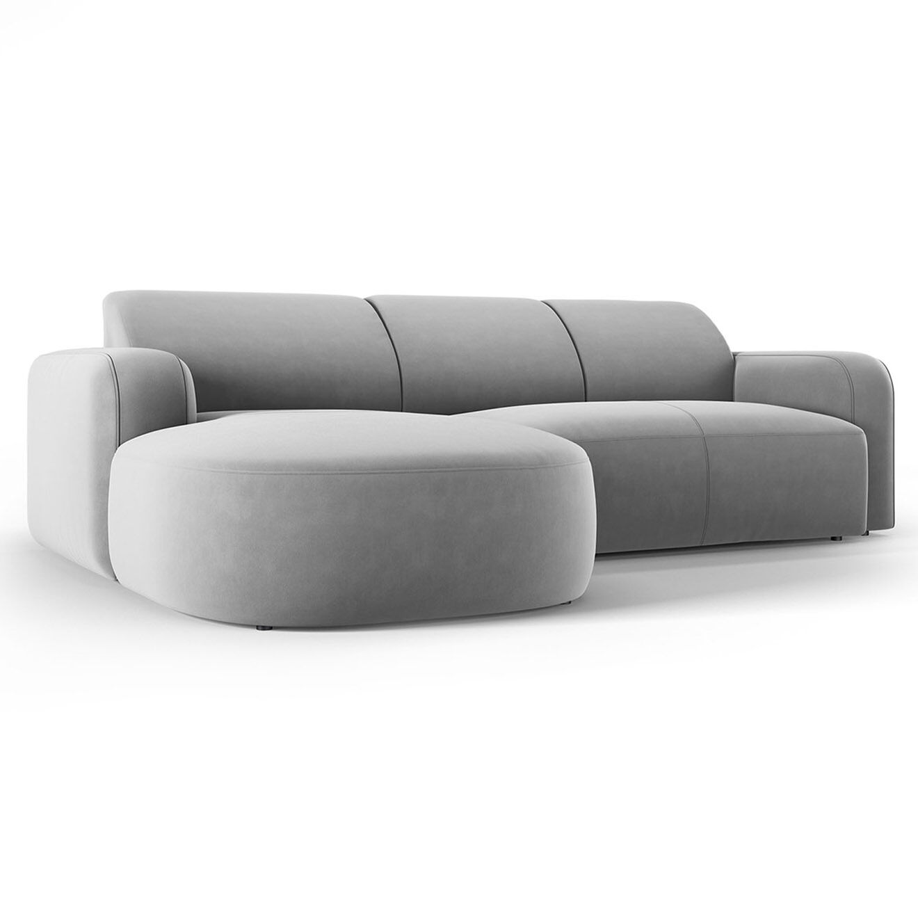 Mazzini Sofas Canapé d'angle gauche Velours Jasmin 4 Places gris - 250x170x72 cm