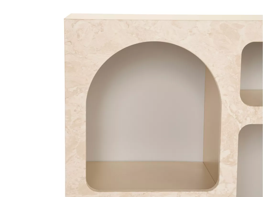 Console avec 5 niches - Effet marbre beige - LUELA