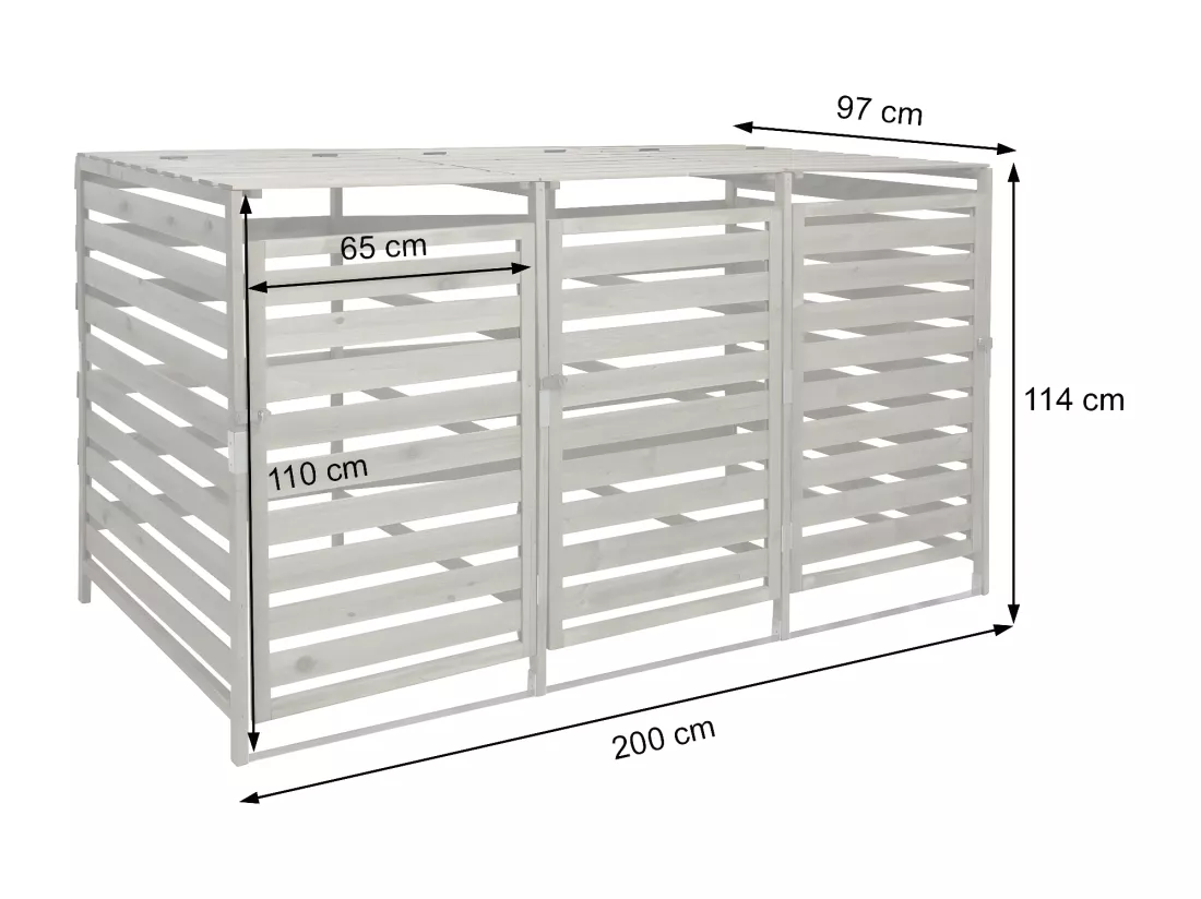 Cache-poubelle MCW-H62 pour 3/6 poubelles, gris clair