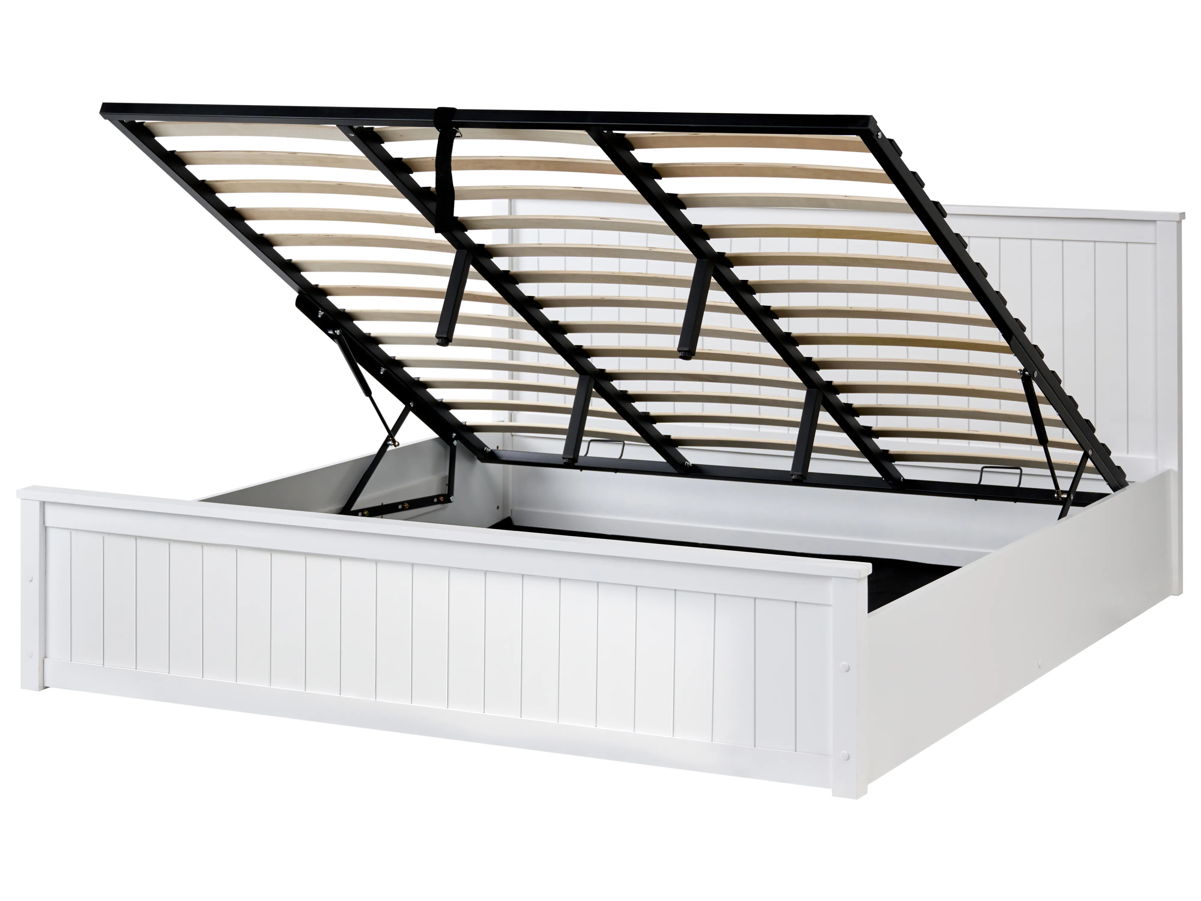 Bed met opbergruimte Dennenhout LAMBRES 180 x 200 cm Wit