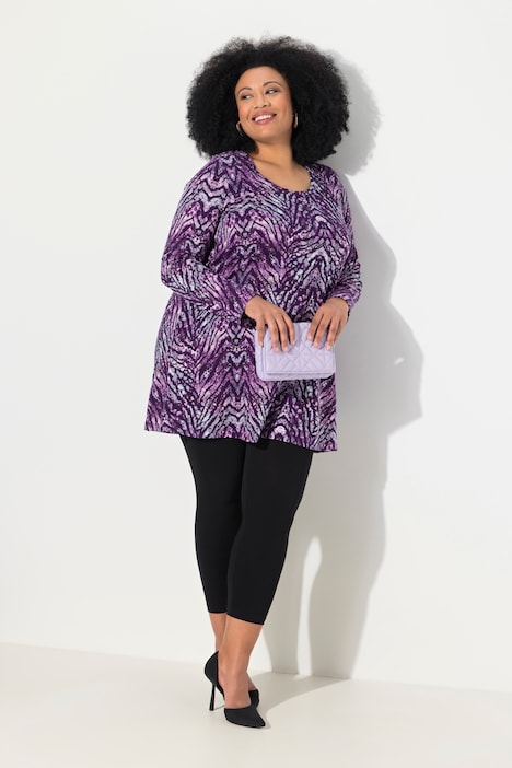 Longshirt, Schlangen, A-Linie, Rundhals, Langarm