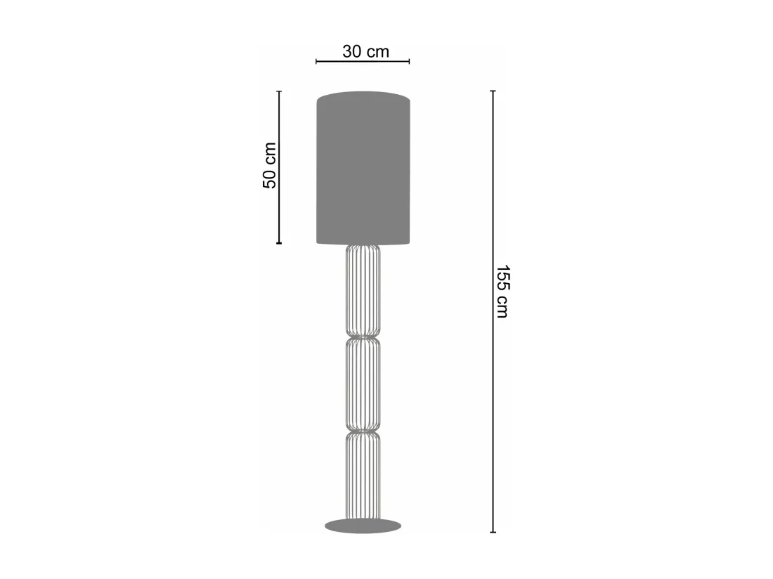 Lampadaire colonne métal doré 155 cm.
