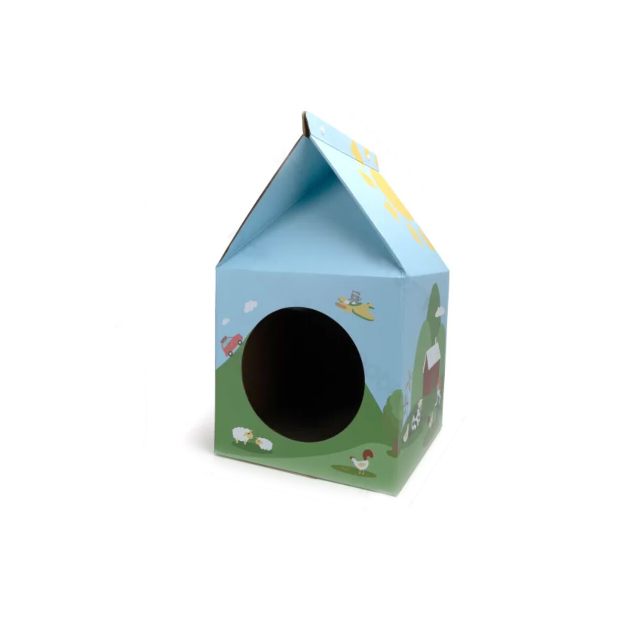 nobleza - Kartonagen Katzenhaus mit Kratzbrett & Minze