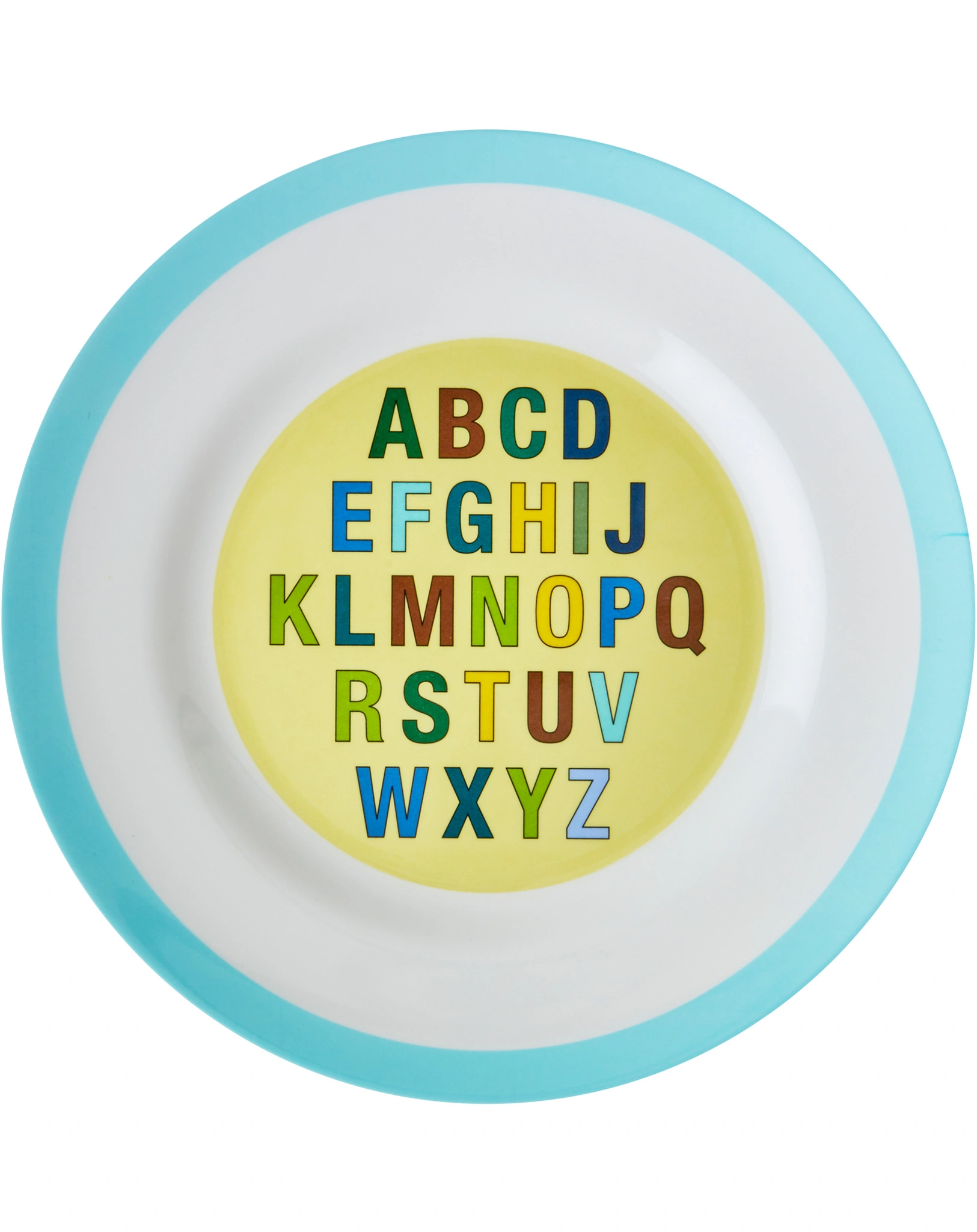 Melamin-Teller ALPHABET in hellblau