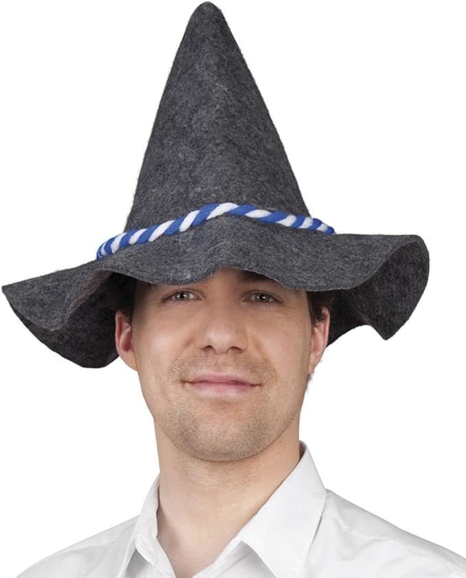 (2er Set) Bayrischer Filz Hut Fasnachts Trachtenhut Kostüm Zubehör Party Accessoire Seppelhut mit Kordelzug für Oktoberfest / Motto Party - Grau