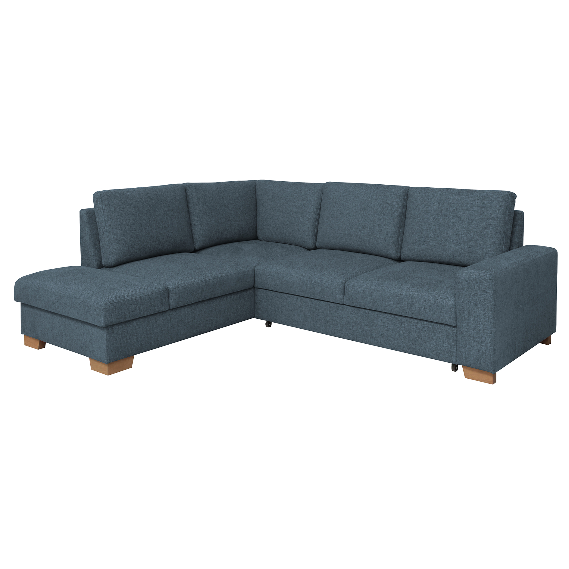 Ecksofa - marine - Liegefunktion - Staukasten - Ottomane links