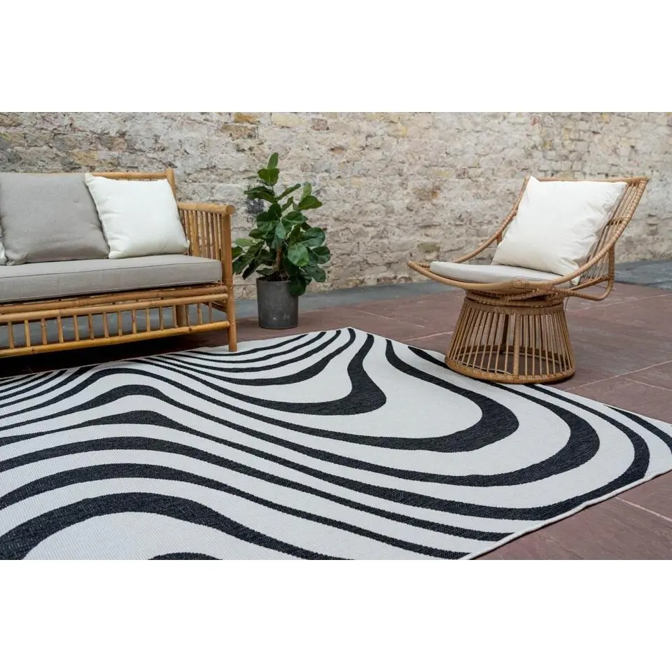 Interieur05 Buitenkleed Swirl Zwart - 290 x 200 cm
