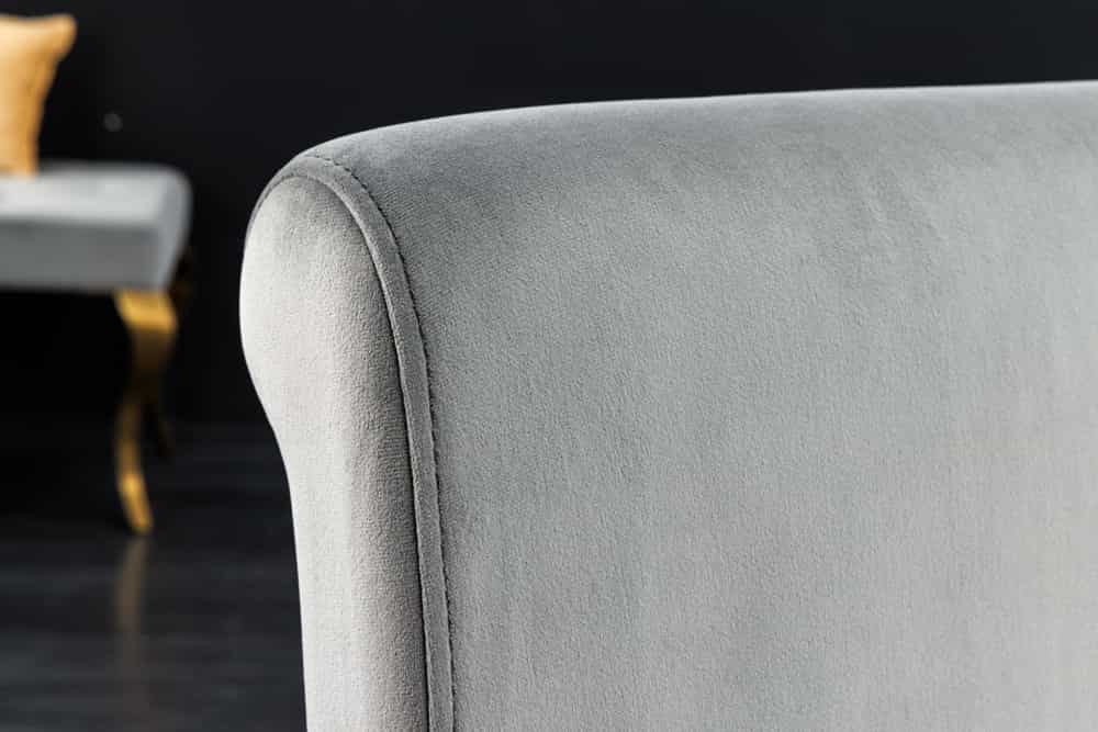 Design Stuhl MODERN BAROCK grau Samt goldene Stuhlbeine