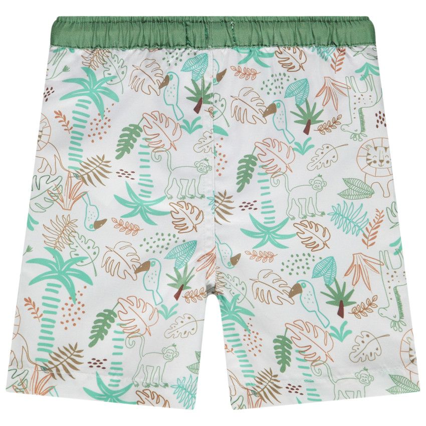 Short de bain en microfibre imprimé safari pour bébé garçon - Blanc