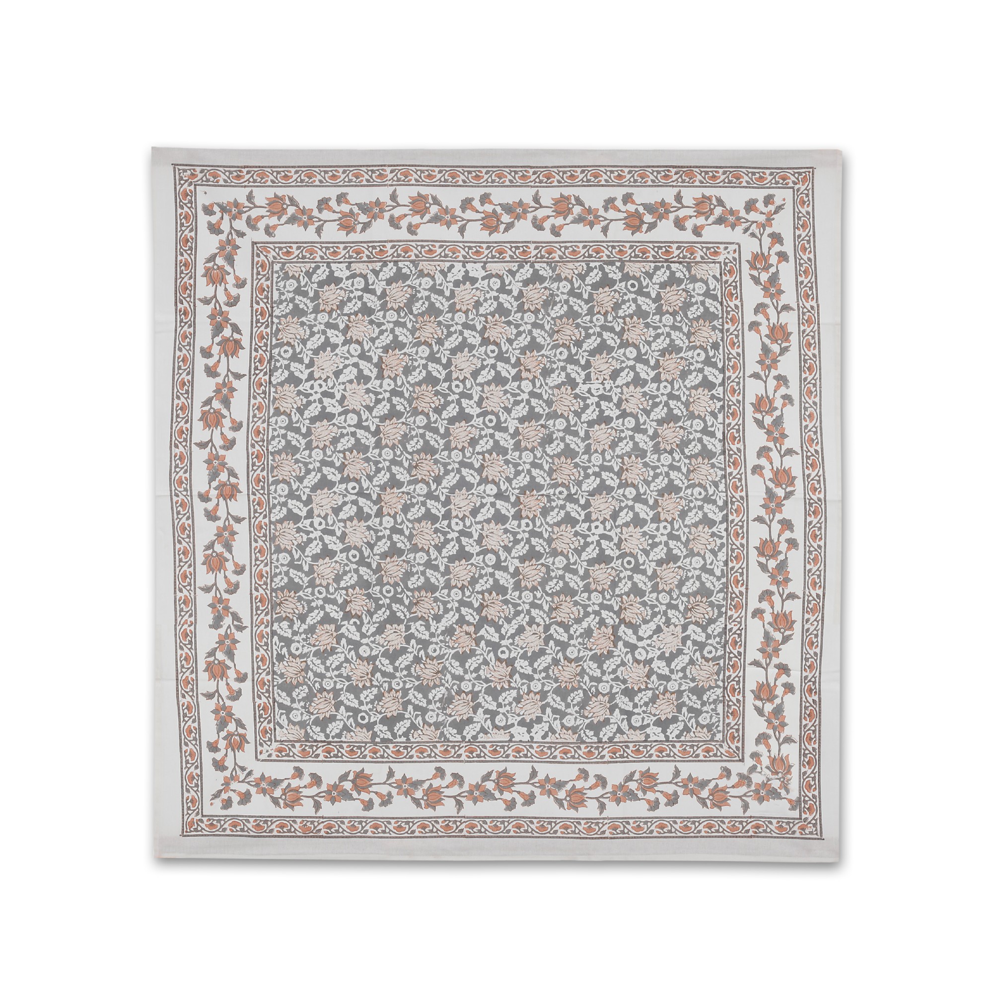 Tischdecke floral, grau, beige, L 100 cm, B 100 cm von fischer's lagerhaus