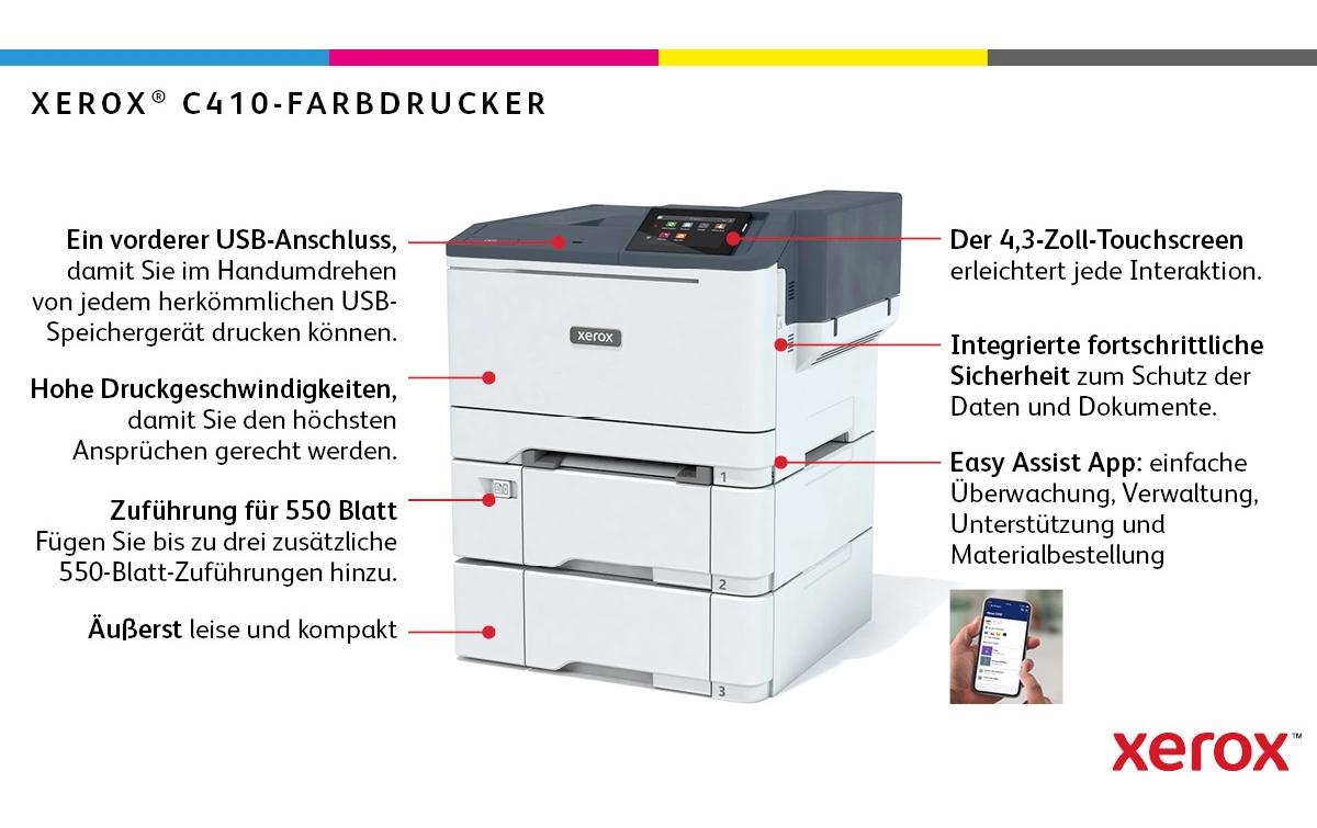 Drucker C410<br>Netzwerkfähiger Farblaserdrucker mit Duplexeinheit