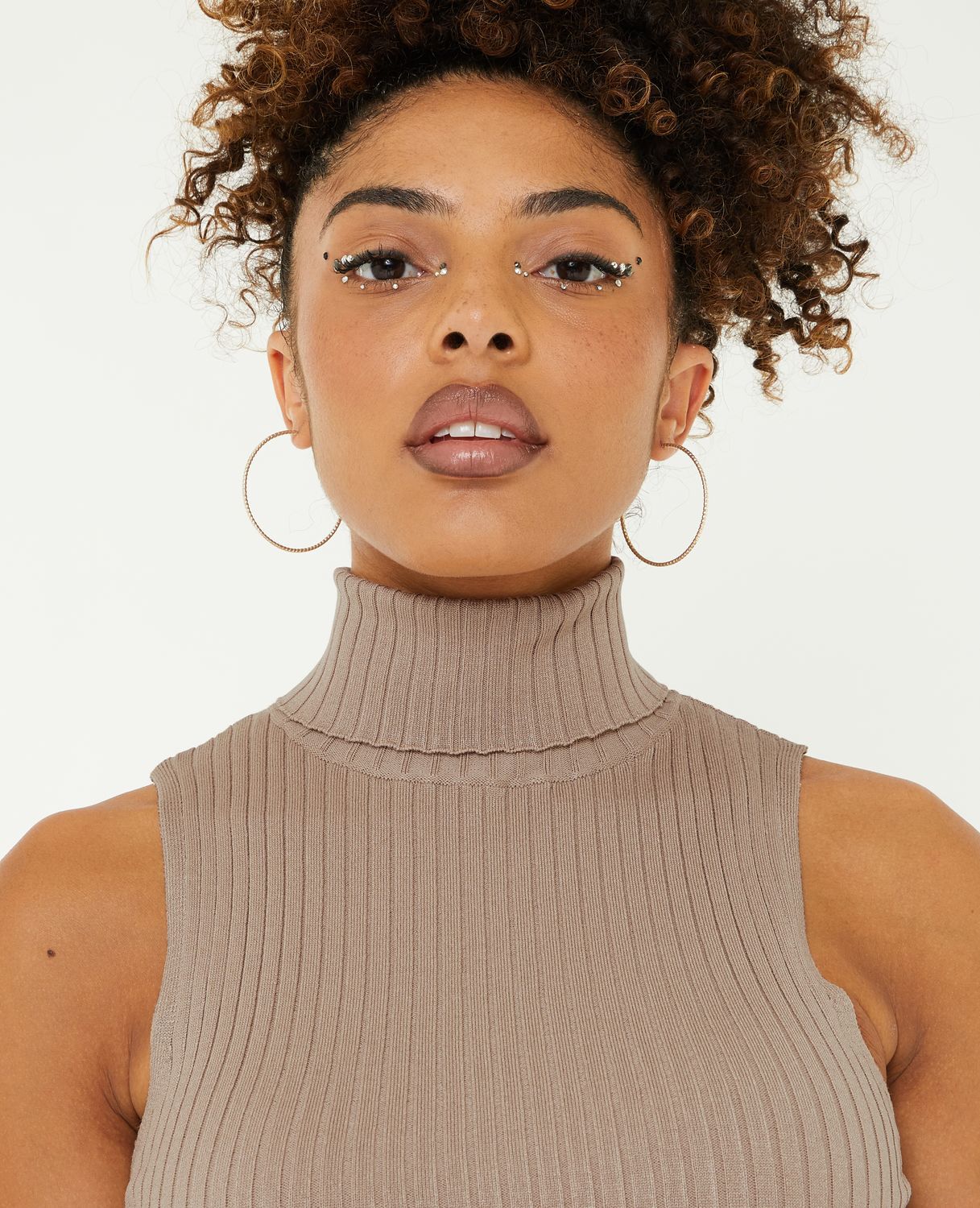 Top col roulé sans manches - Gris clair