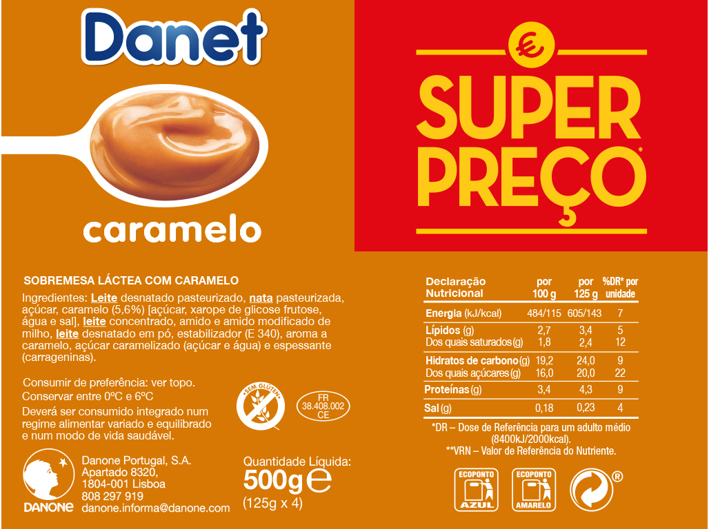SOBREMESA DANETTE LÁCTEA CARAMELO 4X125G