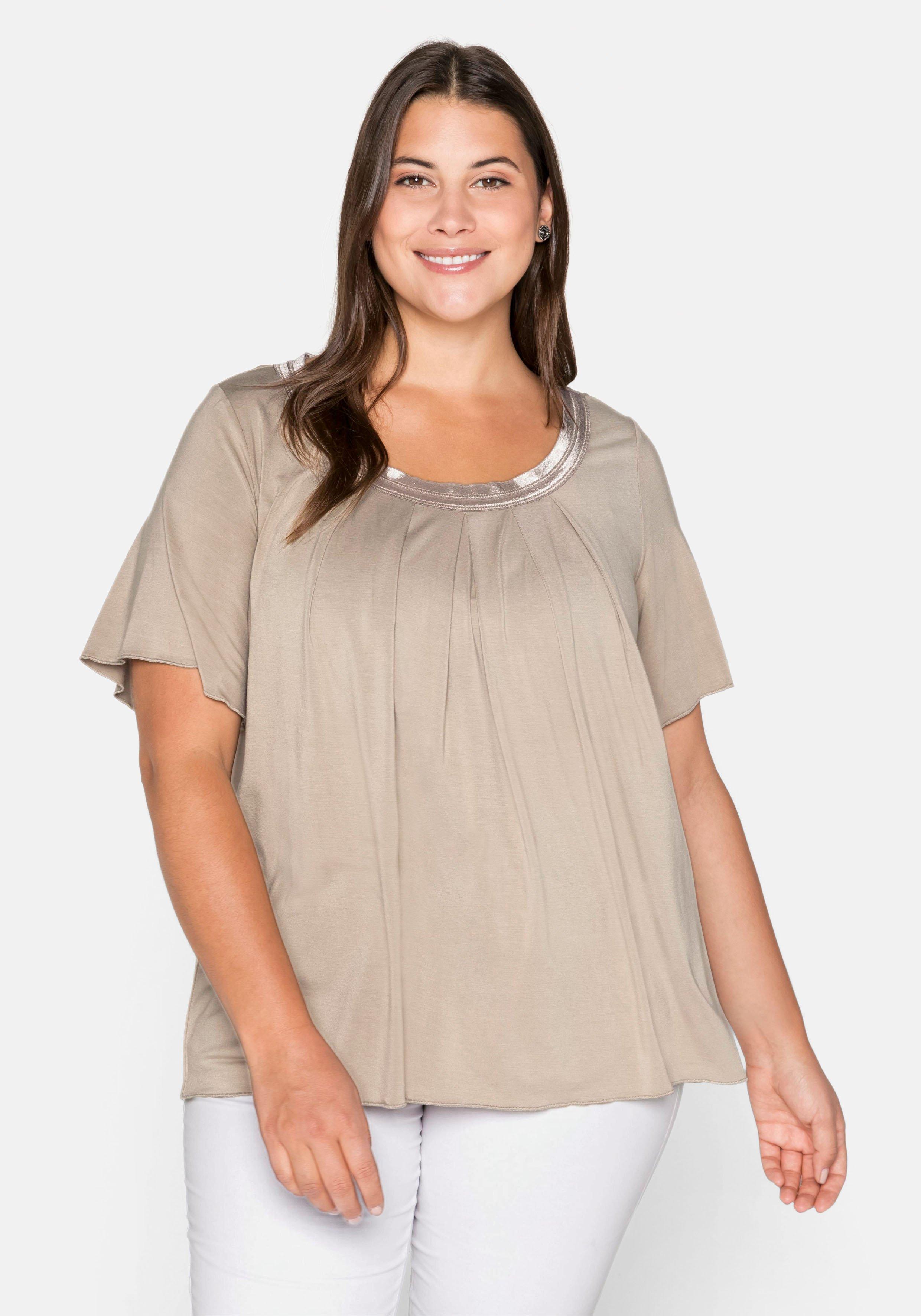 Shirt in A-Linie mit dekorativer Blende, aus Viskose-Jersey