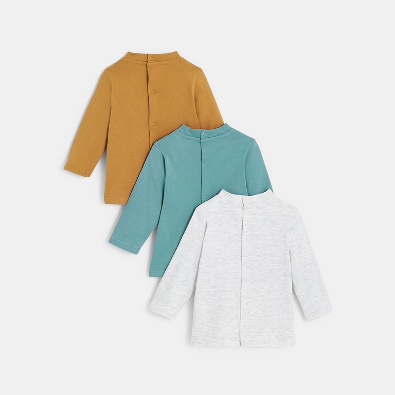 T-shirt uni (lot de 3) vert bébé garçon