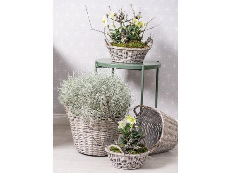 Opiflor Weidenkorb Hessen, 27 cm Grau Natürliches Pflanzengefäss