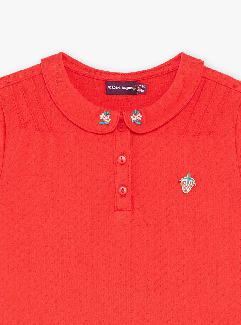 T-shirt rouge à col Claudine
