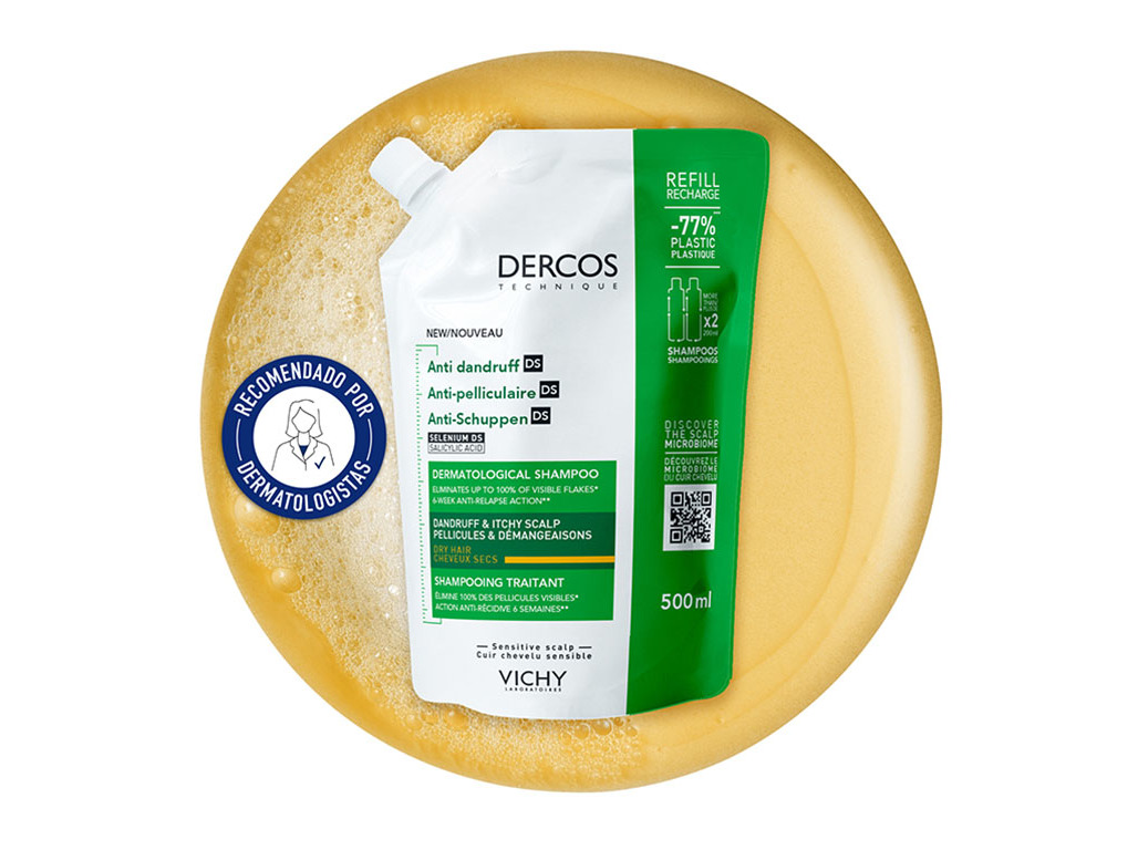 CHAMPO DERCOS ANTICASPA SECA RECARGA 500ML