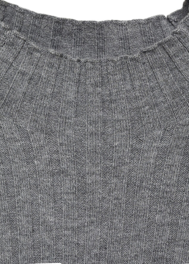 MANGO Flared knit dress with perkins coll Medium grey