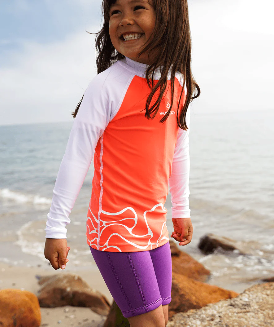 Watery UV-trøje til børn - Chilton Kortærmet Rashguard - Lyserød/hvid