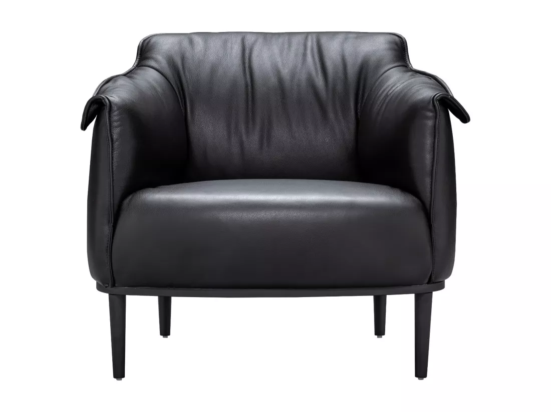 Fauteuil en cuir KLUM - Noir