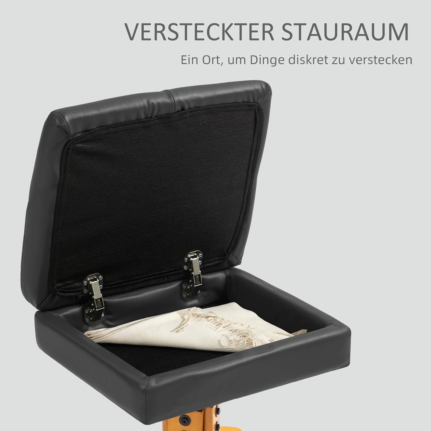 HOMCOM Relaxsessel mit Hocker, 360°drehbarer Fernsehsessel mit Knetmassage und Vibrations-Massage, Liegefunktion, Massagesessel mit USB- und USB-C-Anschlüssen, Seitentasche Kunstleder Schwarz