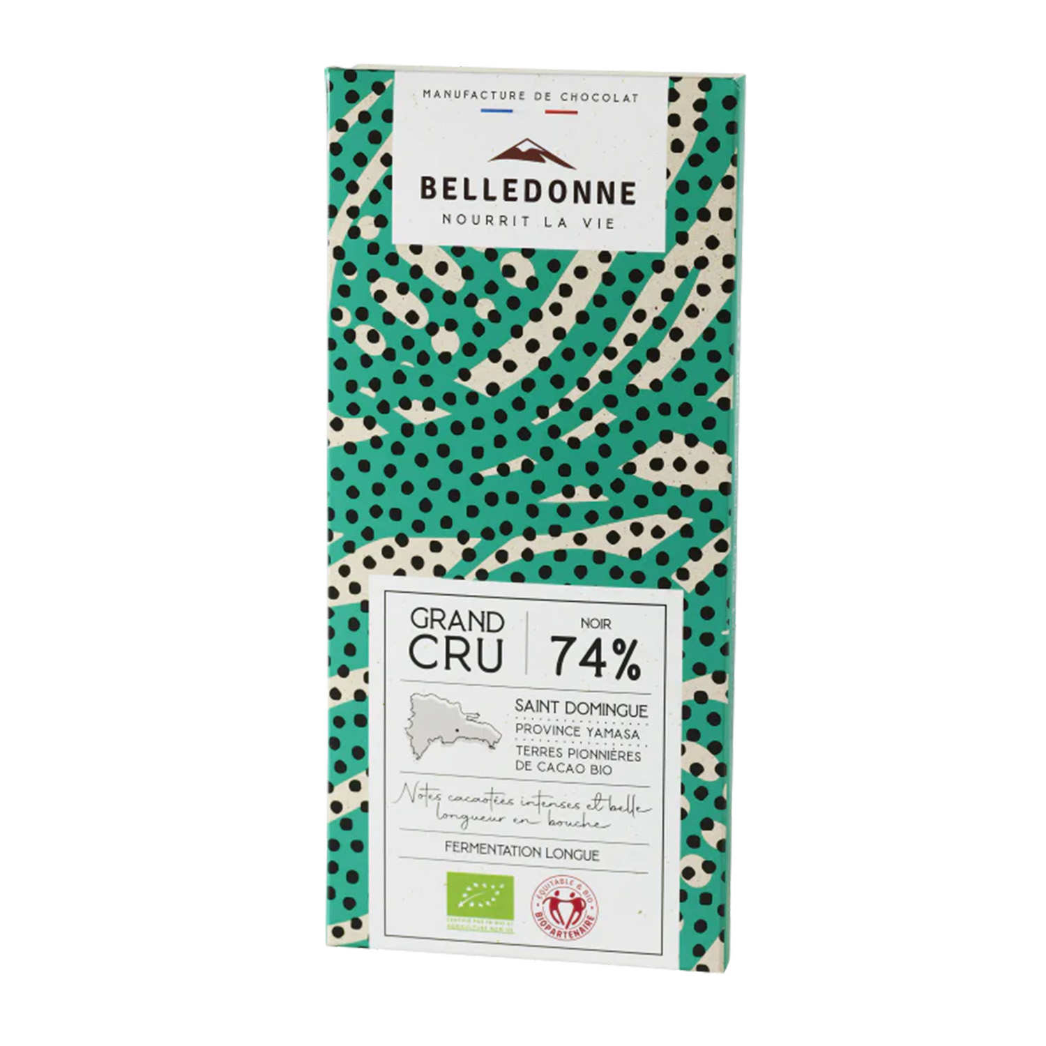 Tablette de chocolat noir bio 74% St Domingue Grand Cru