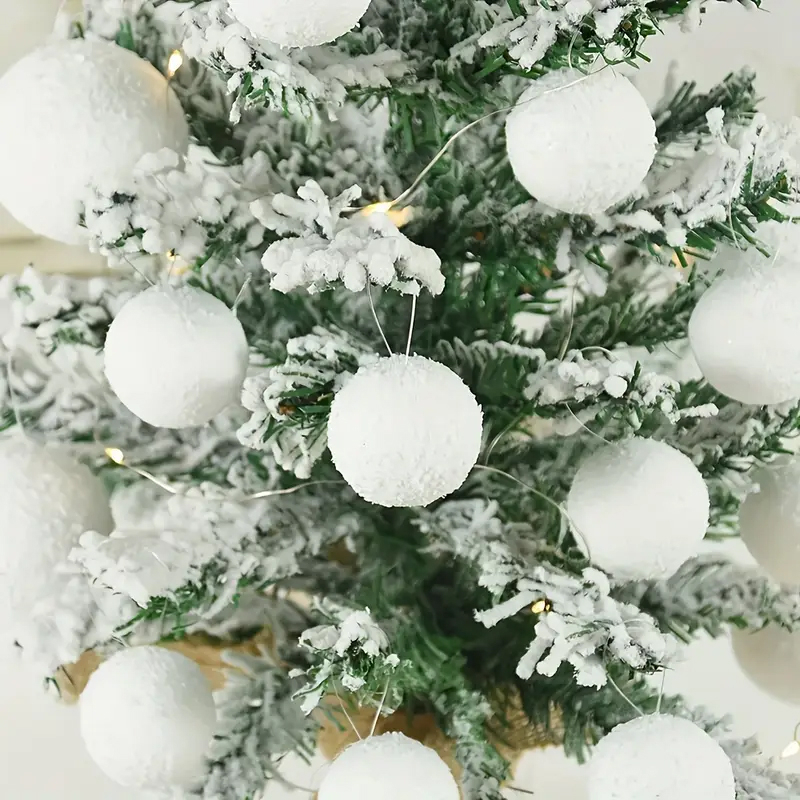 (12er Set) Ø3.5cm Styropor Schneeball Christbaum Schmuck Weihnachtskugeln Tannenbaum Home Deko - Weiss