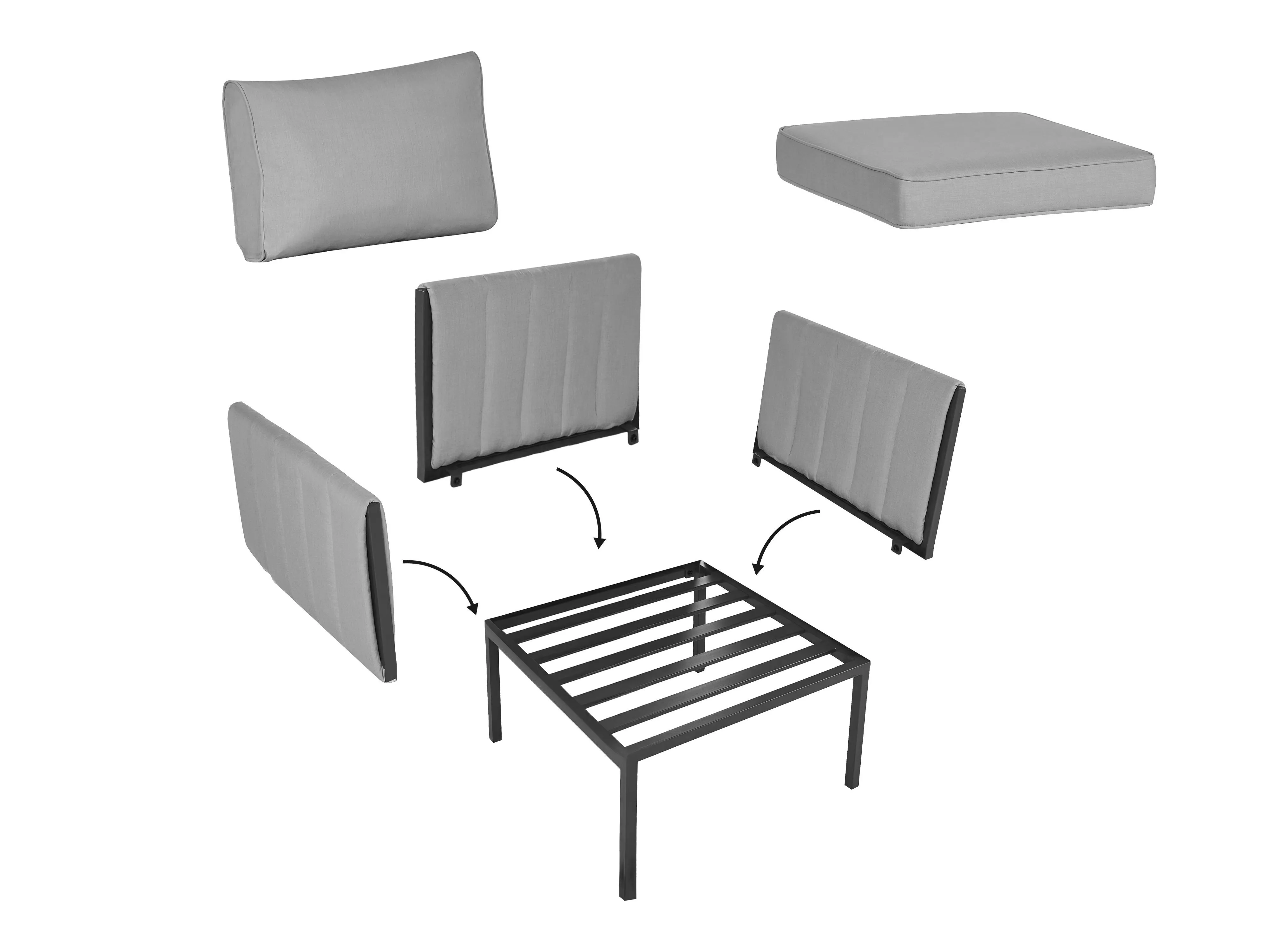 Loungeset met tafel 5-zits SKALA Metaal Donkergrijs