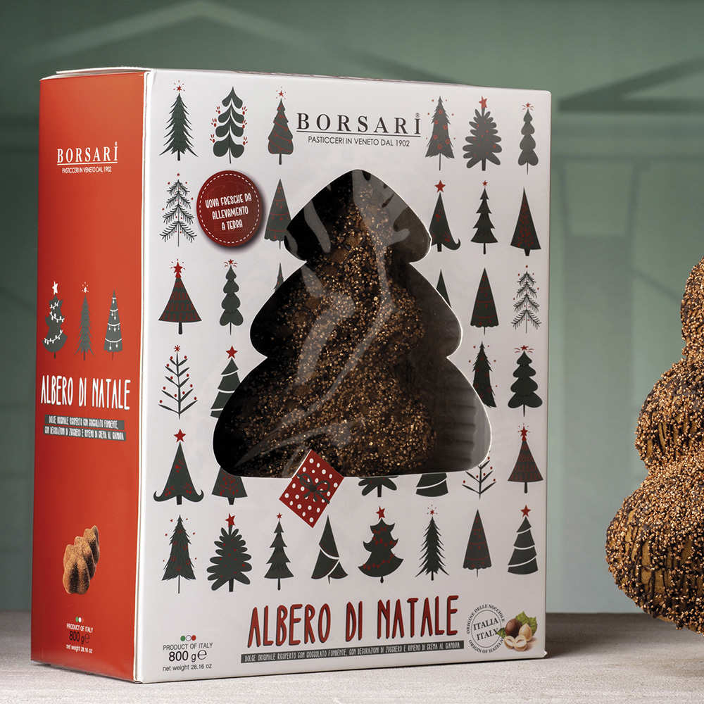 Panettone en sapin de Noël à la crème noisette et chocolat