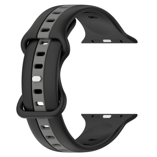 Apple Watch (42/41/40/38 mm) Silikon Armband in zweifarbigem Muster mit Butterfly-Verschluss - Schwarz / Grau