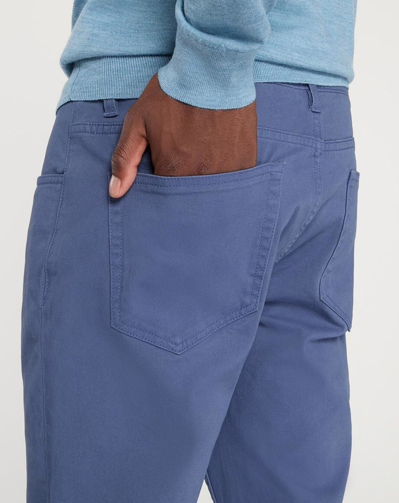 Galeries Lafayette Pantalon en Coton stretch Kuflex bleu vintage