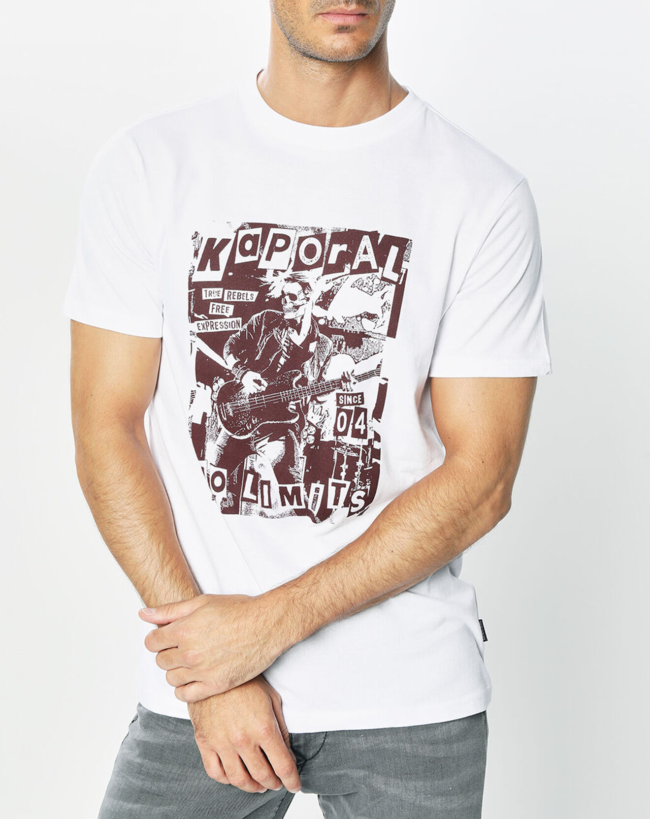 Kaporal 5 T-Shirt 100% Coton Bio Roy Logo Cent blanc