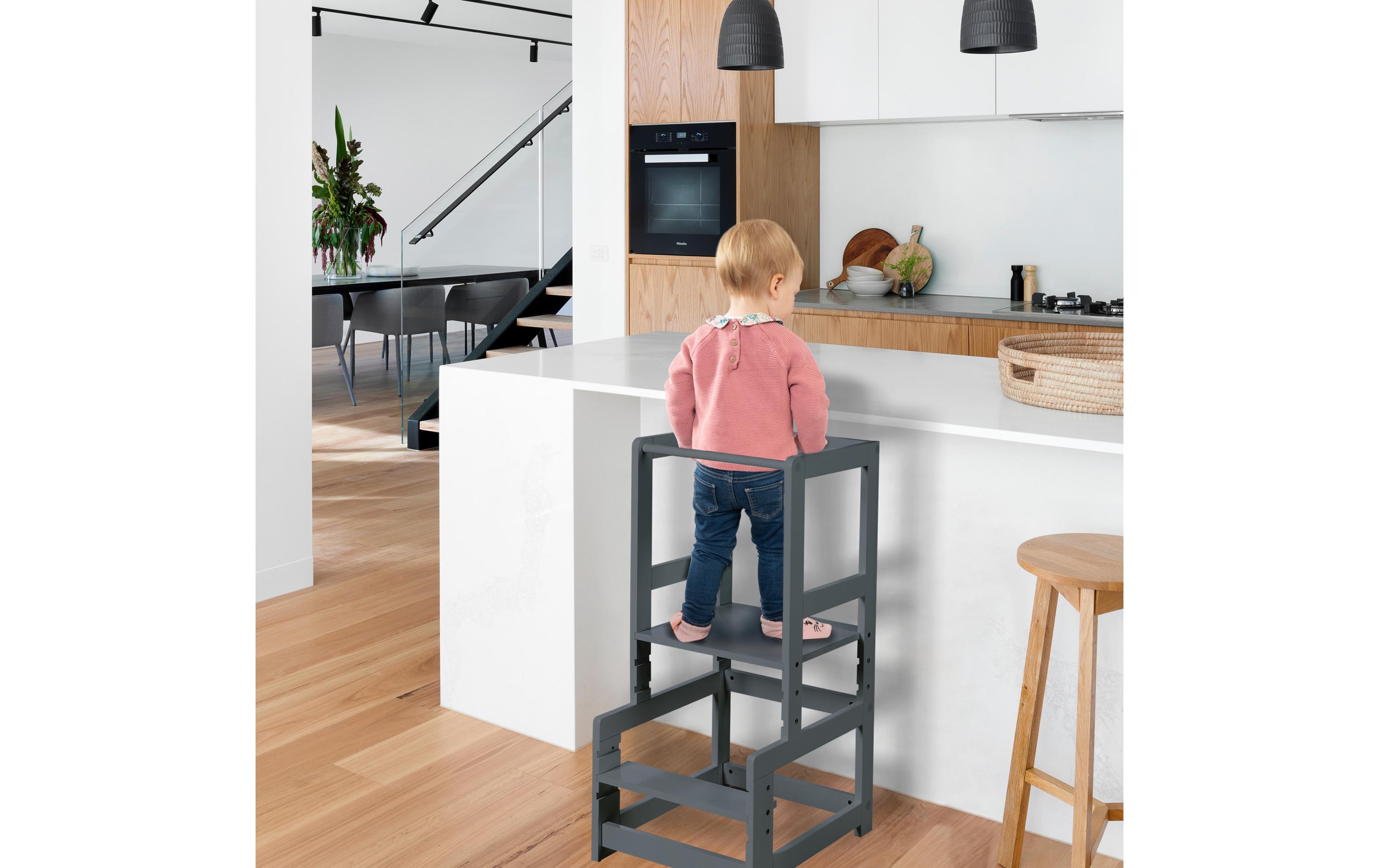 Lernturm AnthrazitSicherer Tritthocker für Kinder