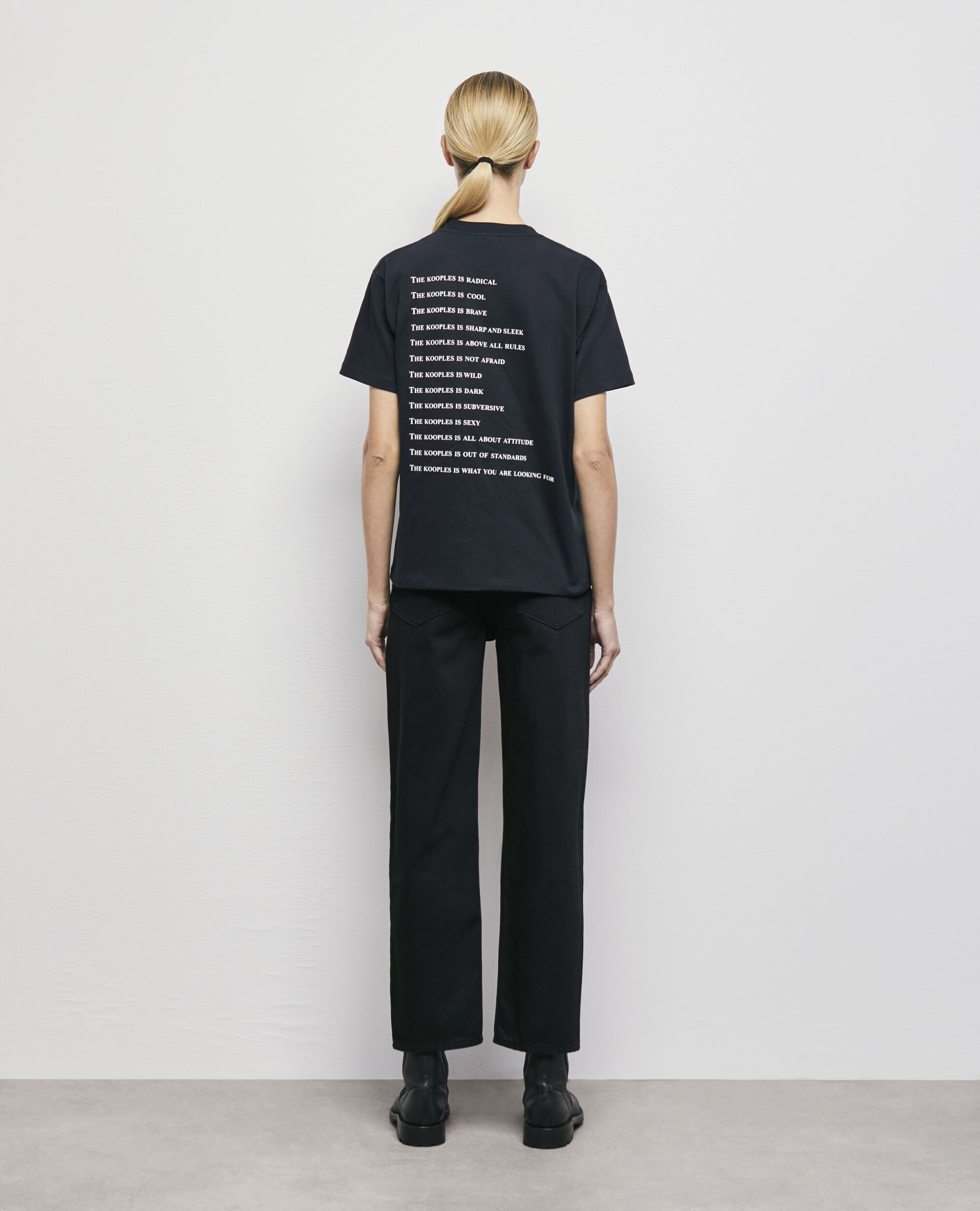 T-shirt noir coton imprimé What is