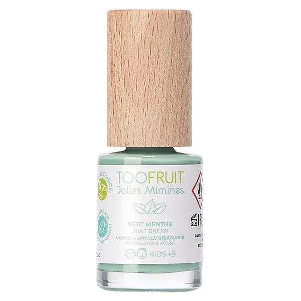 Esmalte infantil Toofruit Pretty Hands, verde menta, de origem biológica, 10ml