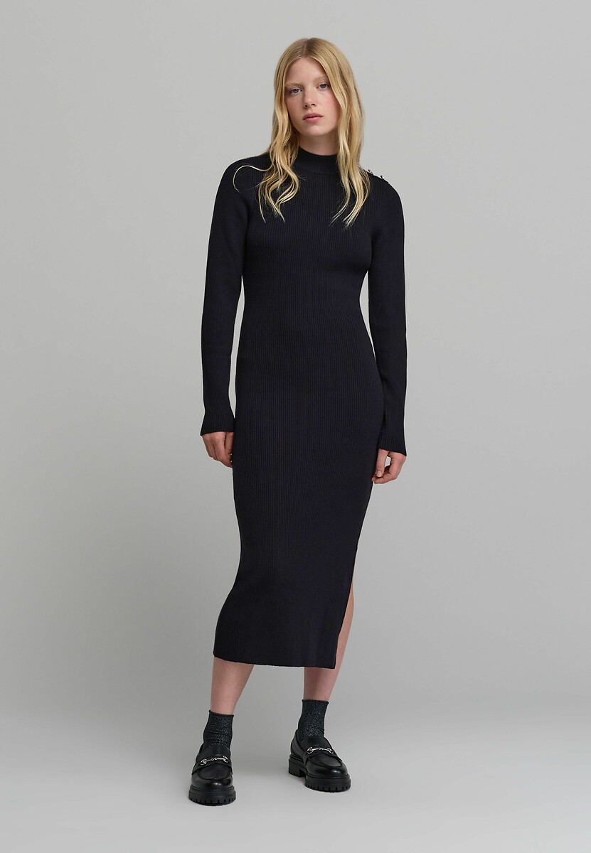 IKKS<br>Vestido longo de malha com mangas compridas