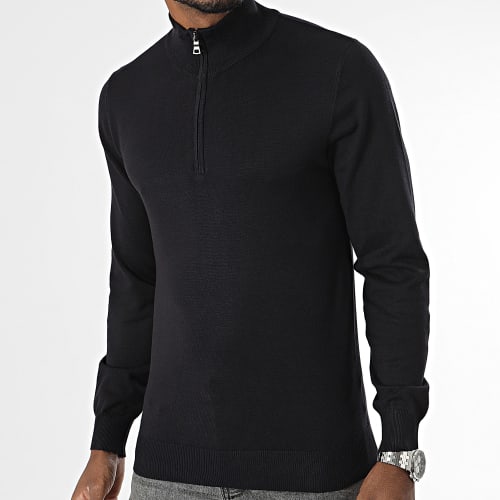 Pull Col Zippé Bleu Marine