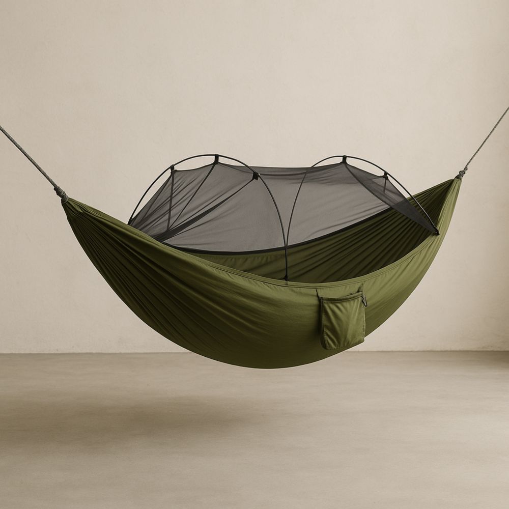 Hängematte mit Moskitonetz Olivgrün Nylon 300x140cm