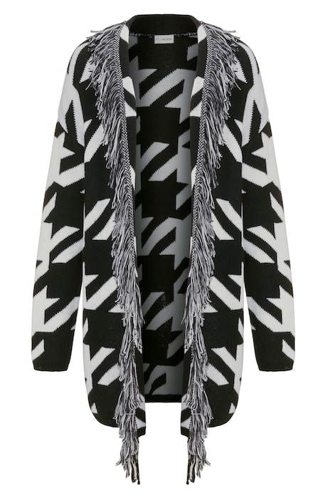 Strickjacke, offene Form, Fransenkanten