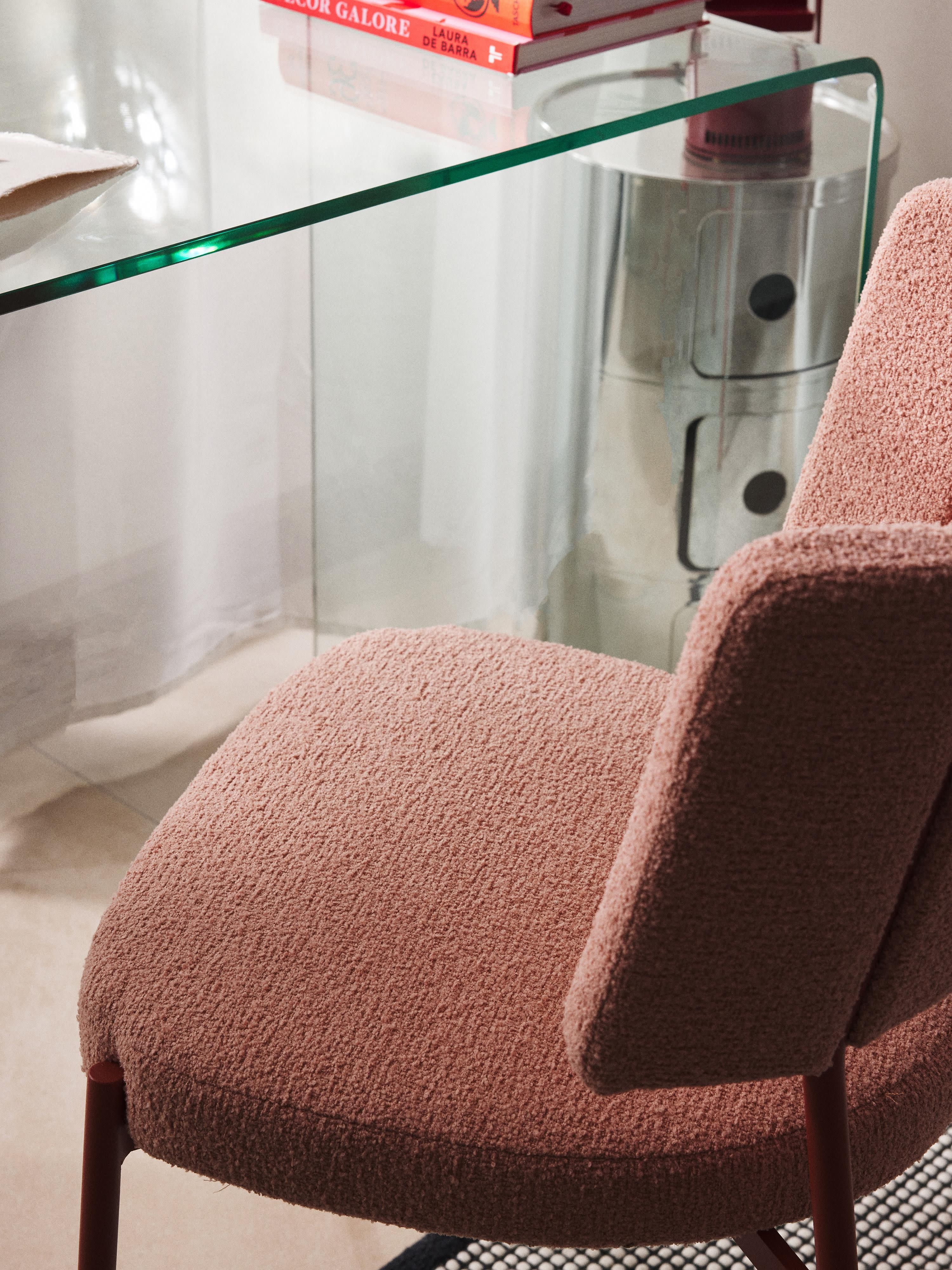 Bouclé gestoffeerde stoelen Samantha, 2 stuks