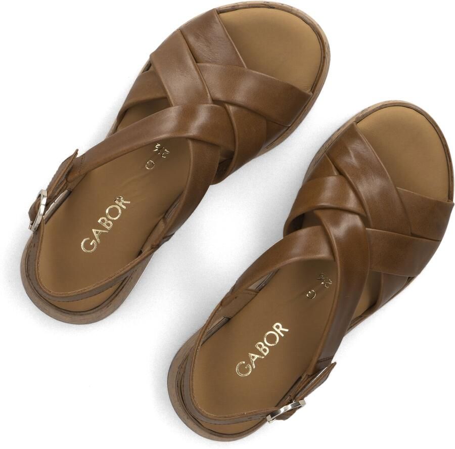 Gabor Dames Sandalen met hak 823.1 Camel Leer Plateauzool
