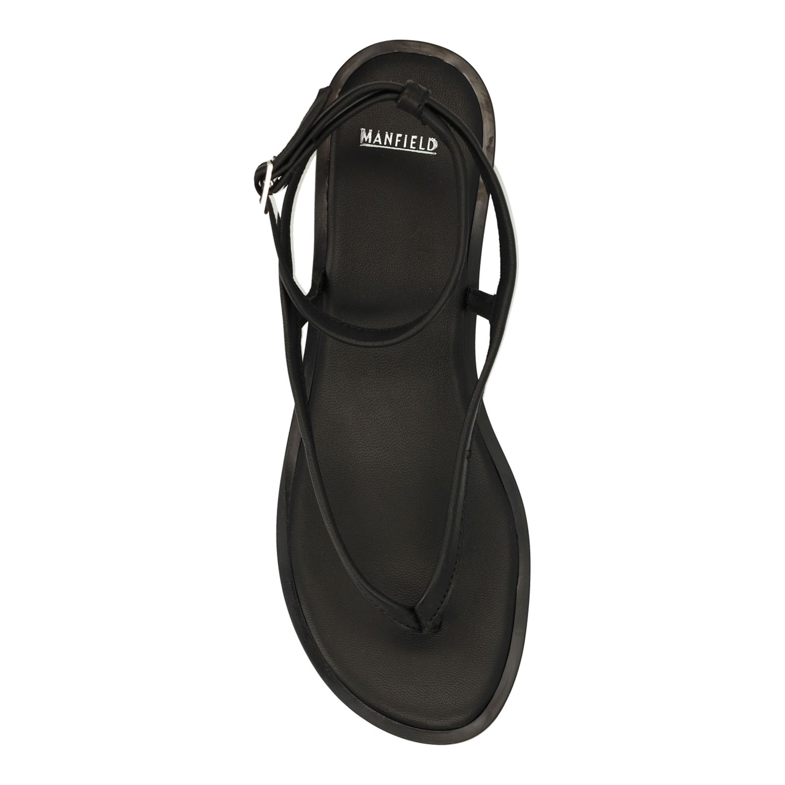 Manfield X Jolielot - Zwarte leren sandalen