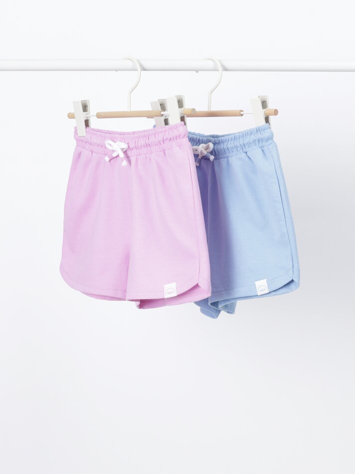 Conjunto com 2 shorts de pelúcia lisos e básicos - Ocean