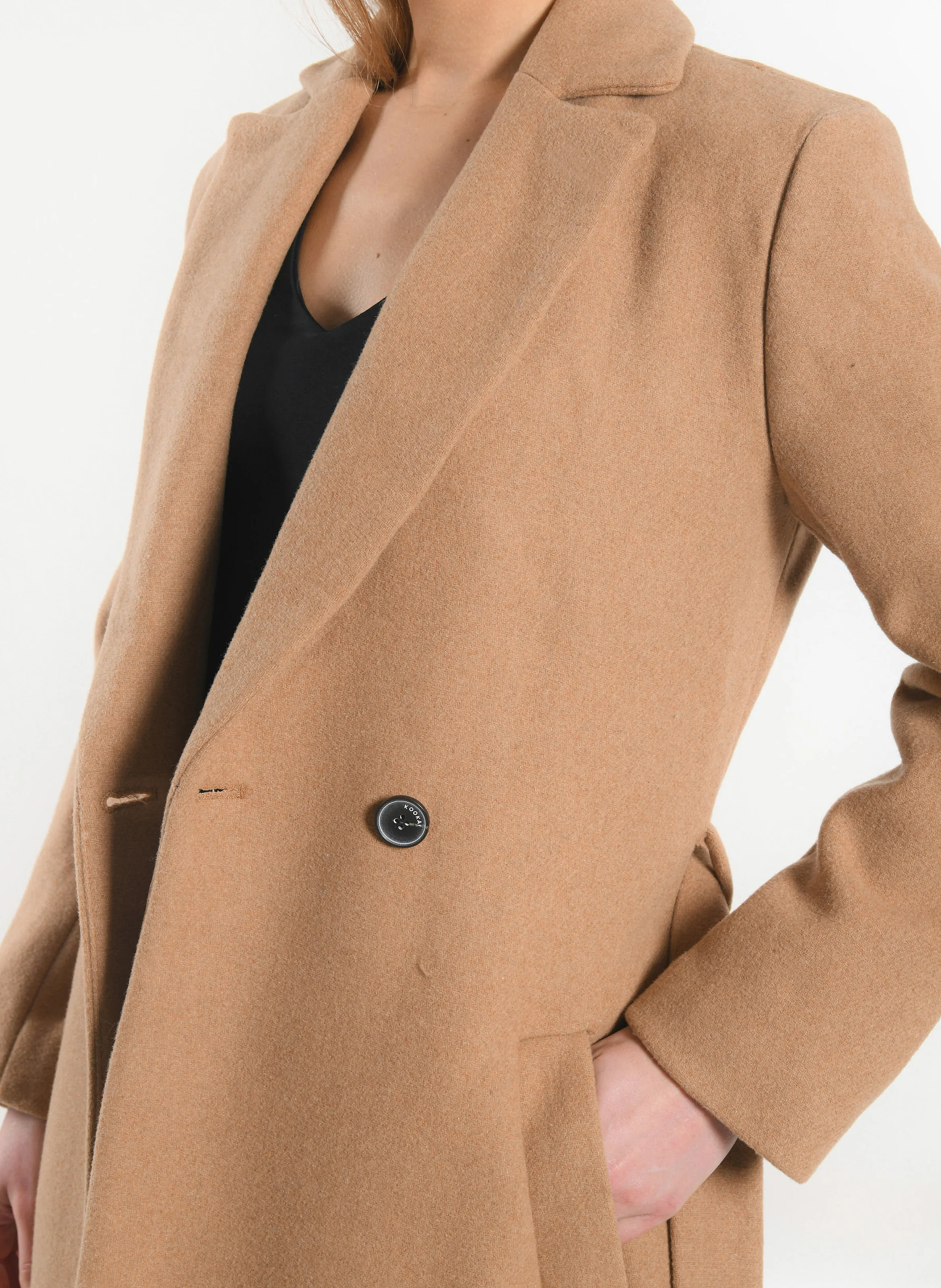 CATHY - Manteau droit en laine mélangée | Beige