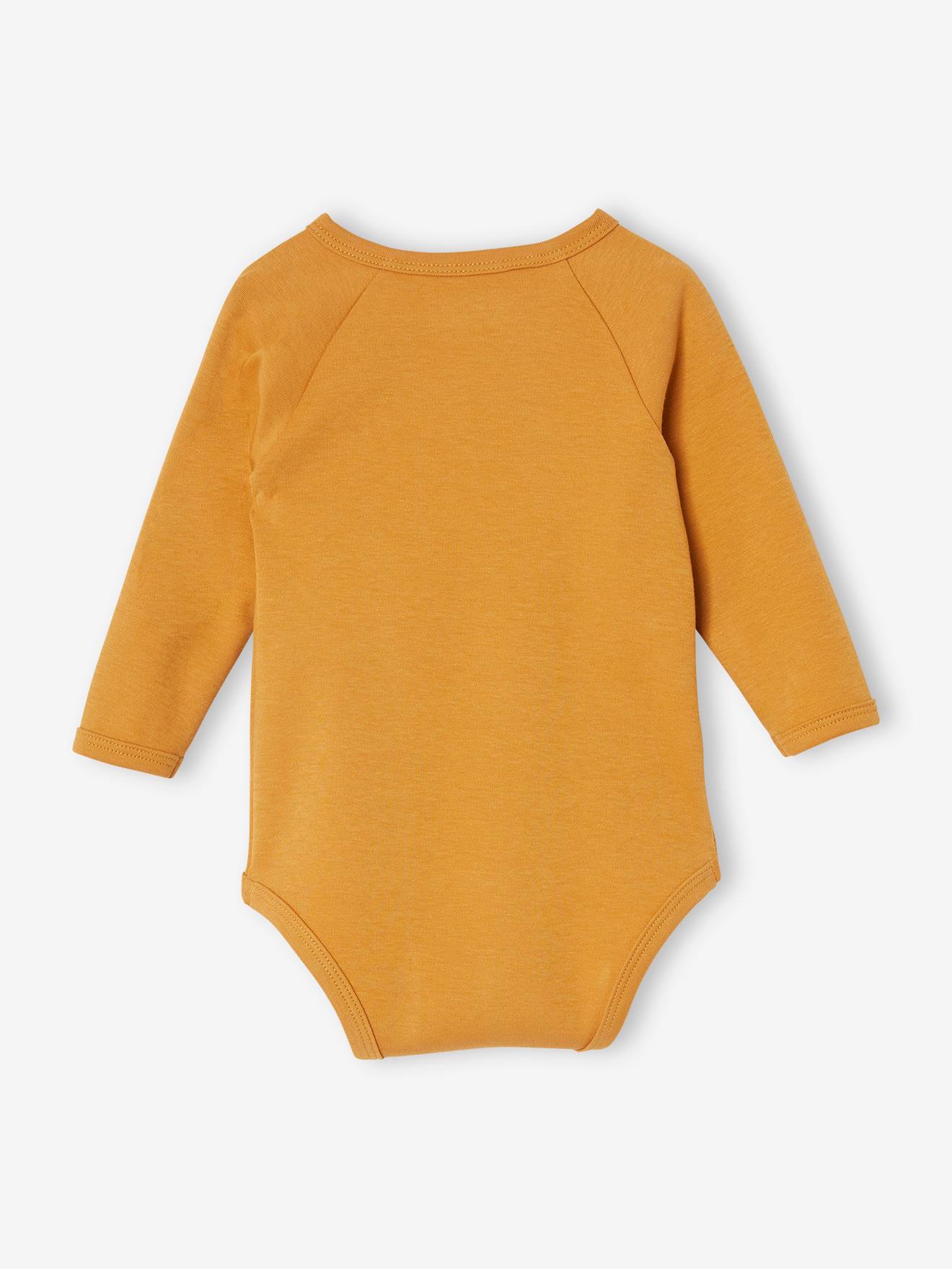 Conjunto de 5 bodies de manga comprida com abertura, para recém-nascido, laranja escuro bicolor/multicolorido.