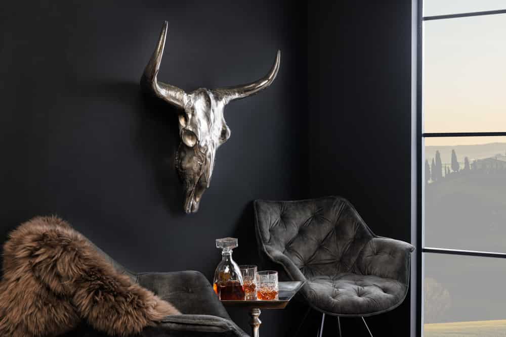 Design Schädel MATADOR 70cm silber Aluminium Wanddekoration