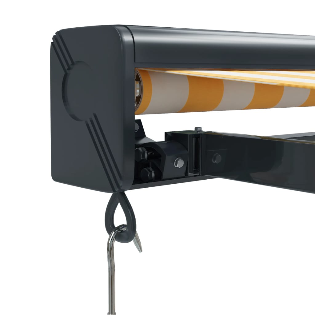 Auvent rétractable jaune et blanc 4x3 m tissu et aluminium