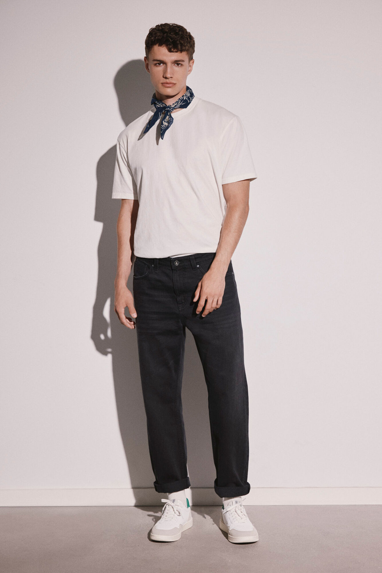 jeans preto lavado casual regular