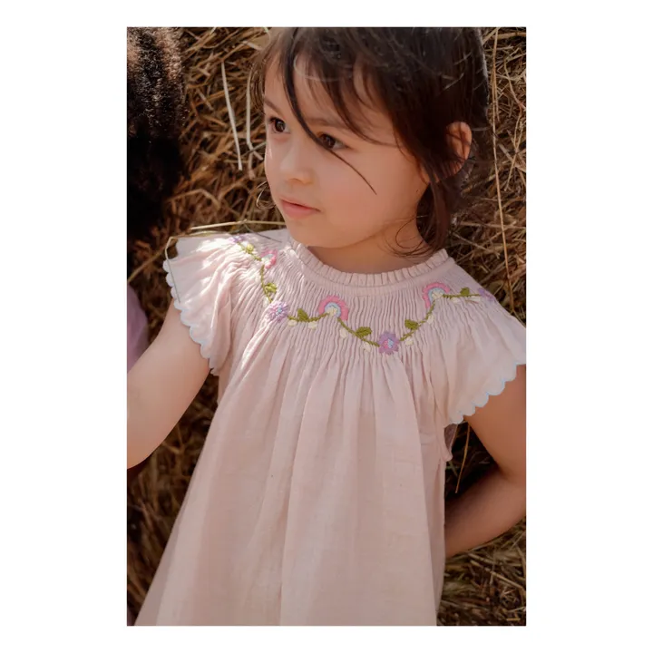 Louise Misha Robe Edith Brodée | Rose poudré